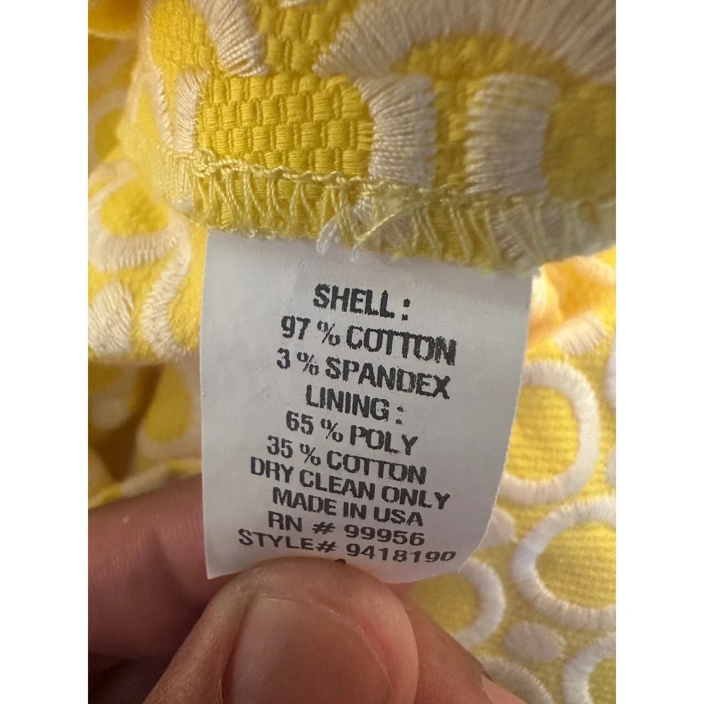 Shoshanna Women's Yellow Geometric Piqué Open Back Sheath Dress Size 4